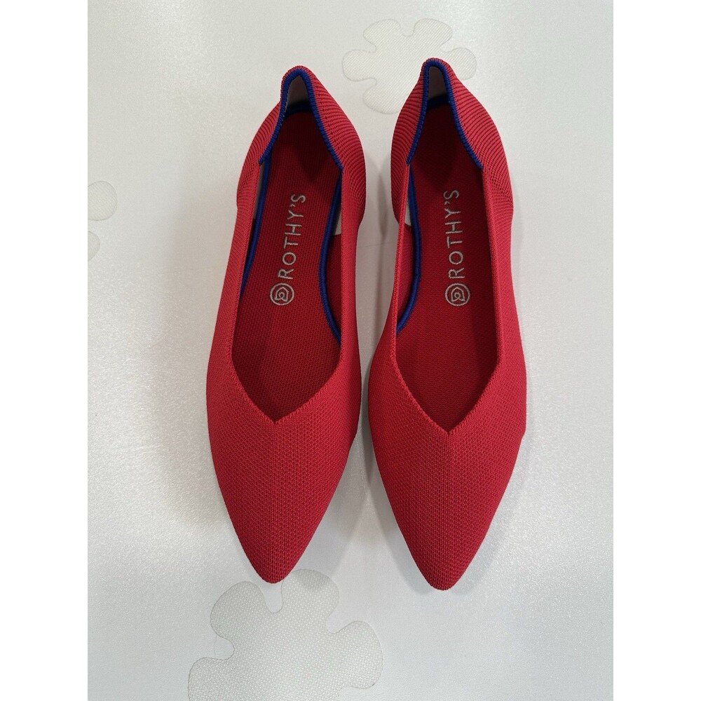 Rothy’s Women’s Flats Shoes Pointed Toe Red Knit Washable Size 10.5 EUC